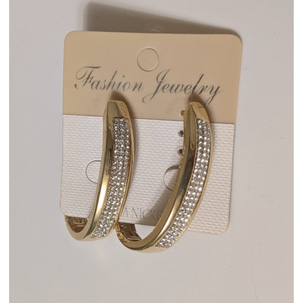 Elegant Classic Jewel-Studded Gold Hoop Earrings